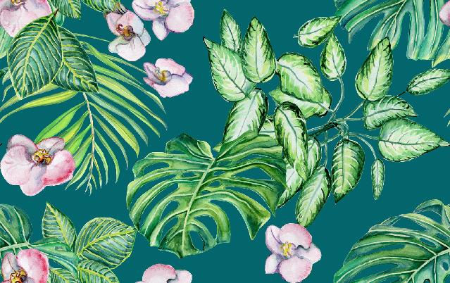 Orchid & leaves